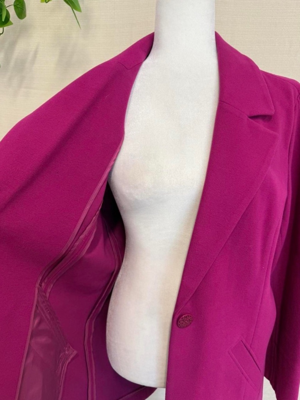 Chico's Vibrant Fuchsia Single-Button Trench Coat - Picture 4 of 8